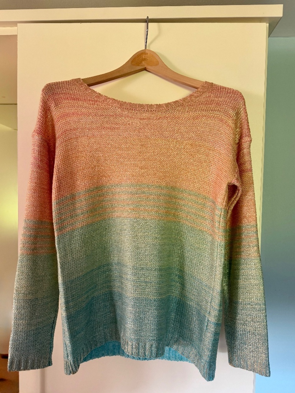 Willow & Clay Metallic knit shimmer pastel sweater Size S